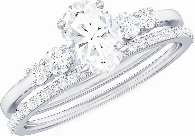 Jumpeak Verlobungsring 1ct D vs1 2EX,Labordiamant,Prächtig,Trauringe Ehering Set 2 teilig, stapelbar, Diamant im Ovalschliff, Hochzeitsgeschenk von Jumpeak