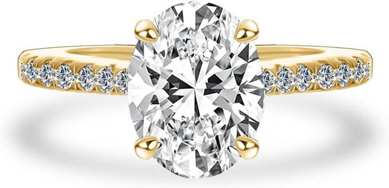 Jumpeak Verlobungsring 585/( 14k) Gold, oval geschliffener 2ct-Diamantring aus Laborzucht, D VVS2.IGI-Zertifikat. Hochzeitsgeschenk Geschenke für Freundinnen von Jumpeak