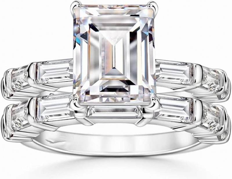 Jumpeak Verlobungsring 585 Gelbgold, 4ct Smaragd-Schliff Lab-Diamant , Luxus Verlobungsring, D vs1 2EX mit IGI-Zertifikat, perfektes Geschenk für die Liebsten von Jumpeak