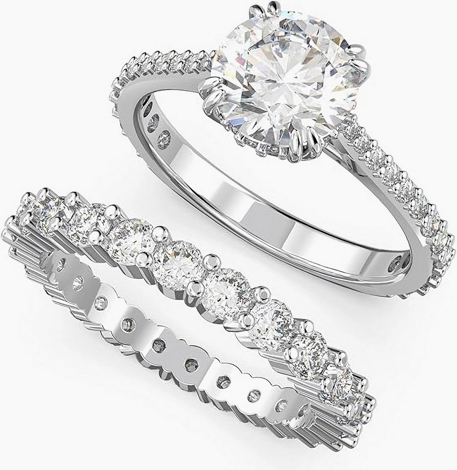 Jumpeak Verlobungsring 585 Gold Braut-Hochzeitsring-Set, 1ct Labor Rund-Diamant, mit IGI, D/VS1/3EX, Abnehmbar, Das perfekte Weihnachts- und Verlobungsgeschenk von Jumpeak