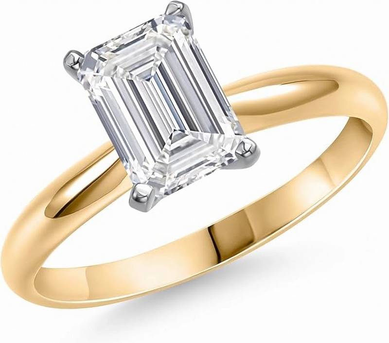 Jumpeak Verlobungsring 585er Gold, 2 Karat Diamant im Smaragdschliff, Damen-Ehering, D, VS1,2EX,IGI-Zertifikat,ring damen,geschenk von Jumpeak