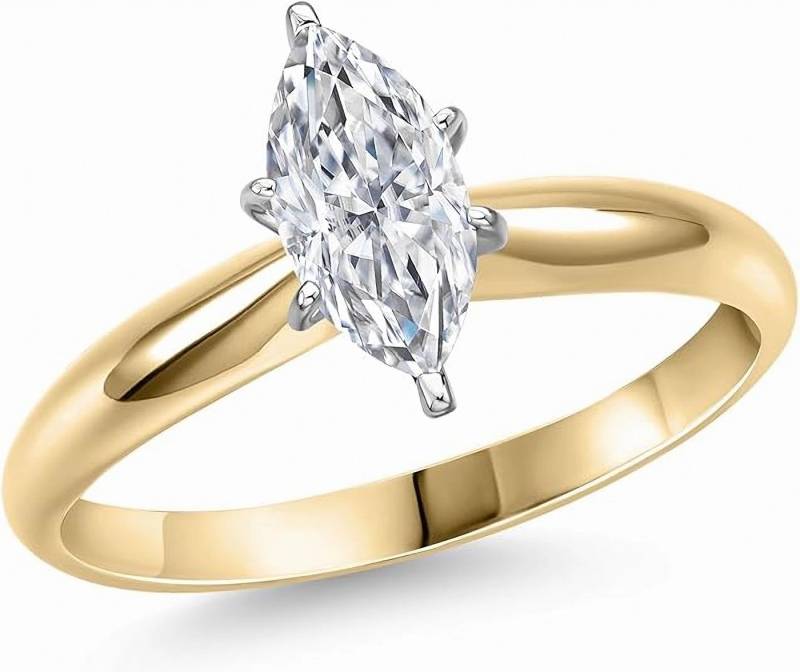 Jumpeak Verlobungsring 585er Gold, 2 Karat im Labor Pferdeauge, Damen-Ehering, D, VS1,2EX,IGI-Zertifikat,ring damen,geschenk von Jumpeak