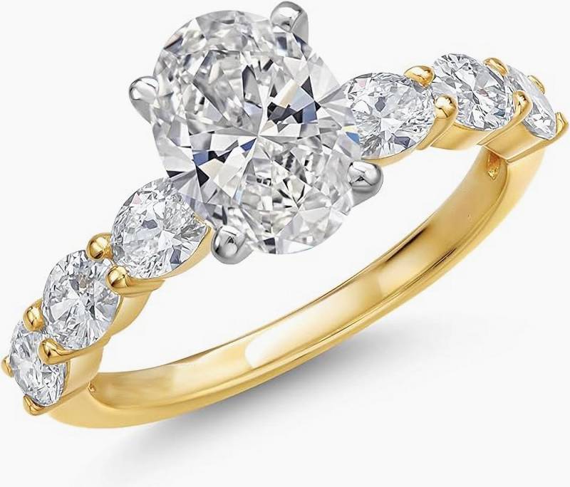 Jumpeak Verlobungsring D, VVS2, 14-Karat-Goldfassung, 2ct-Diamant im Ovalschliff, IGI(elegante Geschenkbox) Ideal als Hochzeits- und Jubiläumsgeschenk von Jumpeak