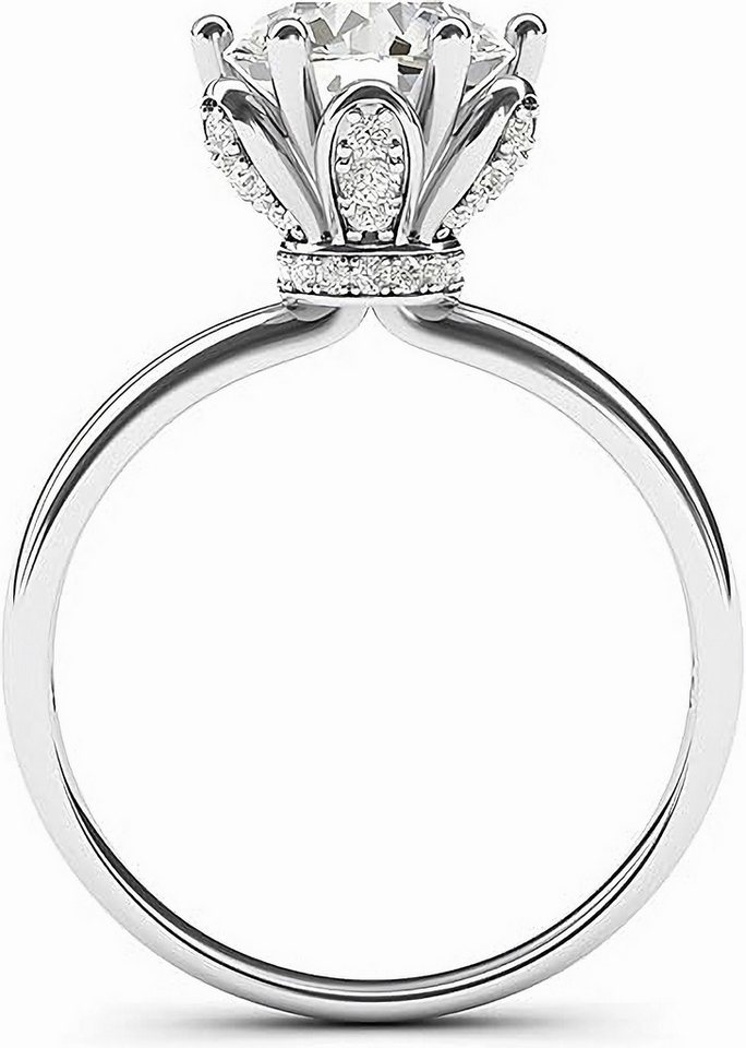 Jumpeak Verlobungsring Romantischer Bouquet-Ring mit 2ct-Diamant in Rundform Brillantschliff, Im Labor gezüchteter Diamant, Farbe E,VVS2, mit IGI-Zertifikat von Jumpeak