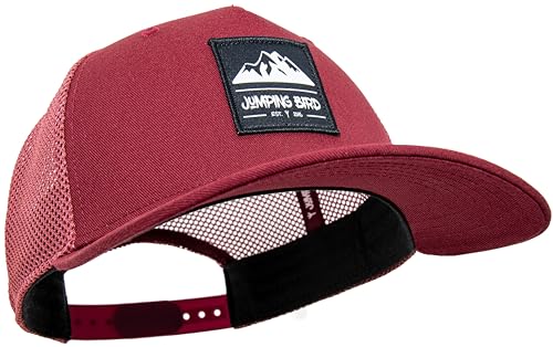 Jumping Bird Trucker Cap (Bordeaux) • Mesh Cap für Herren & Damen • Retro Style Kappen • Netzcap atmungsaktiv von Jumping Bird