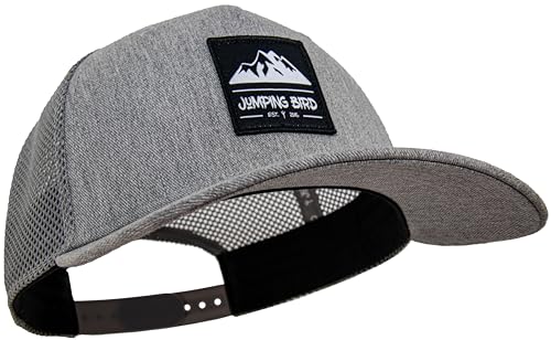 Jumping Bird Trucker Cap (Hellgrau) • Mesh Cap für Herren & Damen • Retro Style Kappen • Netzcap atmungsaktiv von Jumping Bird