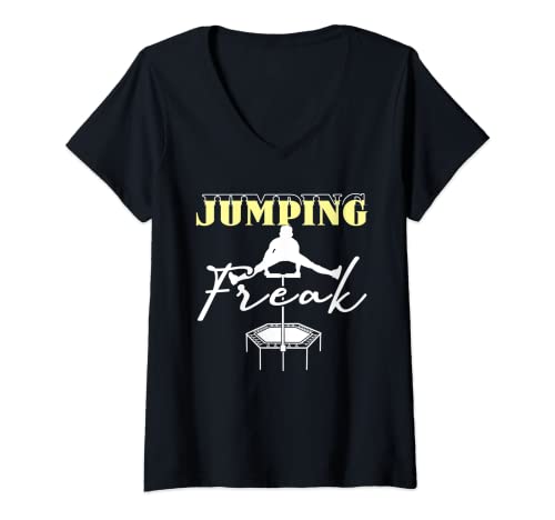 Damen Jumping Freak | Trampolin Sport | Jumping Fitness T-Shirt mit V-Ausschnitt Damen Jumping Freak | Trampolin Sport | Jumping Fitness T-Shirt mit V-Ausschnitt von Jumping Freak Trampoline Jumping Fitness Gift