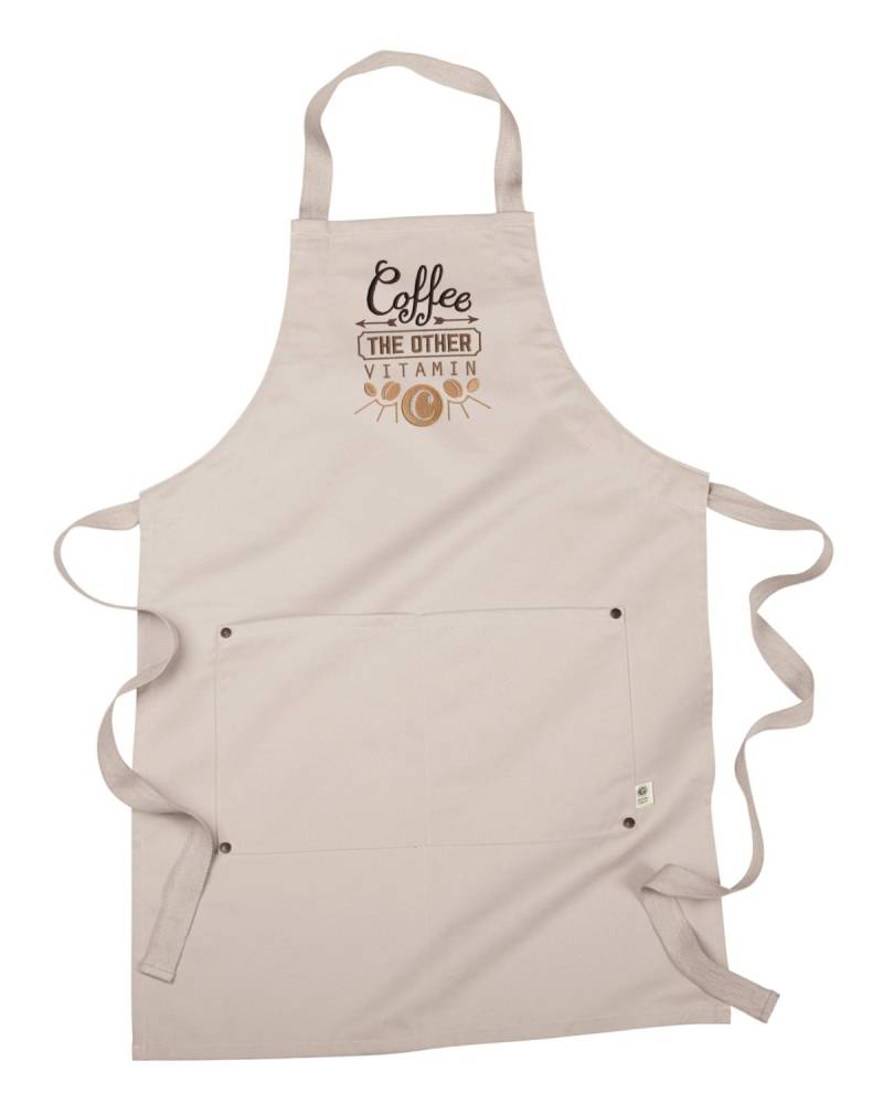 Lustige Kaffee-Schürze, Servierschürze, Kaffeepause - Das Andere Vitamin C Bestickte 8 Unzen Bio-Baumwolle, Schürze Aus Recyceltem Polyester von JumpingJackalope