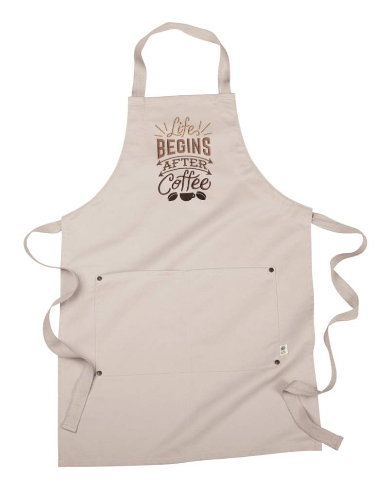 Lustige Kaffee-Schürze, Servierschürze, Kaffeepause - Das Leben Beginnt Nach Dem Kaffee Bestickte 8 Unzen Bio-Baumwolle, Schürze Aus Recyceltem von JumpingJackalope