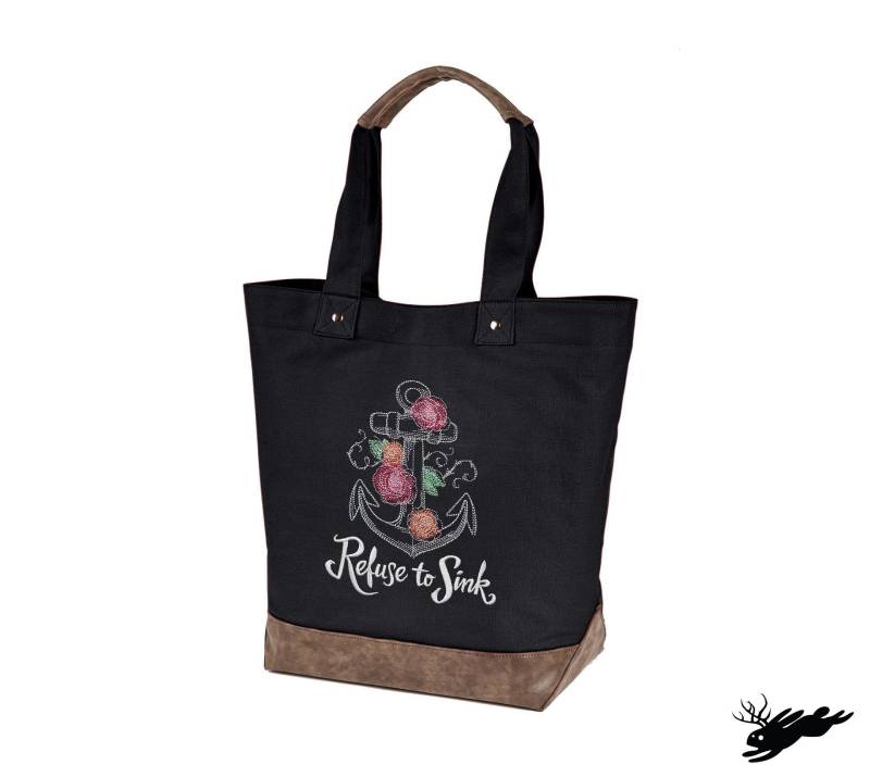 Mutige Gedanken - Refuse To Sink Bestickte Canvastasche Mit Akzenten Aus Veganem Leder von JumpingJackalope