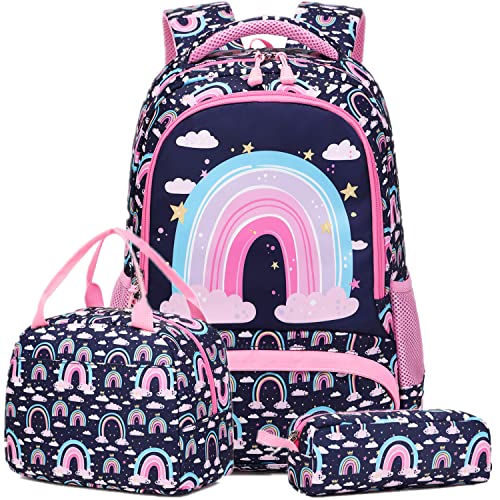 Jumpopack Rucksack Teenager Mädchen Schulrucksack Mädchen Teenager Schultaschen Set Mädchen Kinder Schulranzen Regenbogen Tasche von Jumpopack