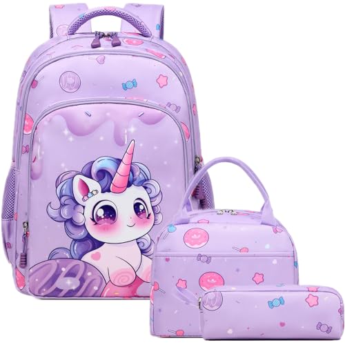 Jumpopack Schulrucksack Mädchen Einhorn Schultaschen Mädchen Schulranzen Set Kinder Schultasche für Schule 1-3 Klasse von Jumpopack