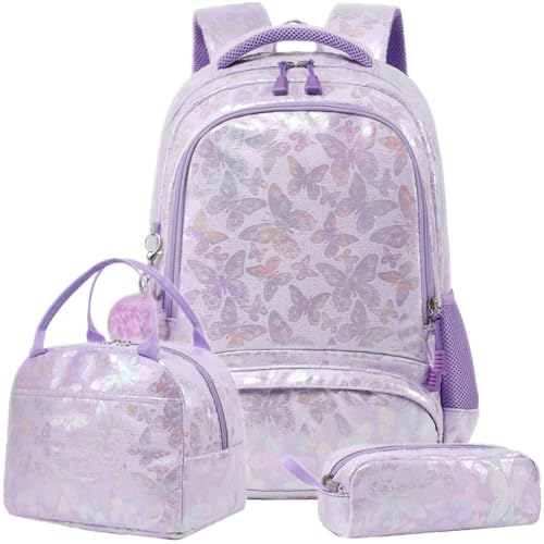 Jumpopack Schulrucksack Set Grundschule Rucksack Schule Mädchen Schultaschen-sets Kinder Schmetterling Schulranzen 1. Klasse von Jumpopack