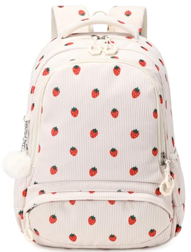Jumpopack Schultaschen Kinder Schulranzen Erdbeere Schultasche Mädchen 1.Klasse Rucksack Schule Kinderrucksack mit Brustgurt von Jumpopack