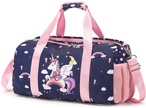 Reisetasche Kinder Sporttasche Kind Tanztasche Mädchen Weekend Bag Trainingstasche mit Schuhfach Schwimmtasche mit Nassfach 18 "L * 9.75" H * 8 "W von Jumpopack