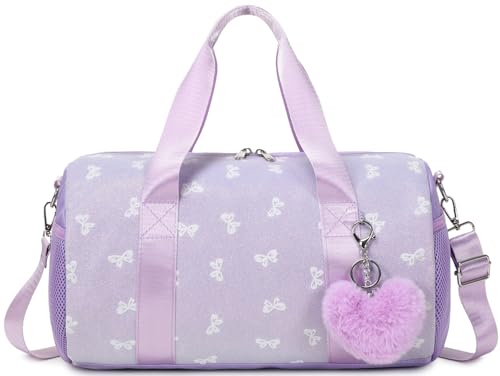 Jumpopack Schmetterling Violett D08pu Tanz Tasche für Mädchen mit Nassfach, Balletttasche, Sporttasche, Größe: 14 „L*8.26 ‚H*8.26 ‘W/35.7*21*21cm von Jumpopack
