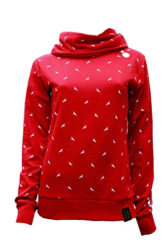 Jumpster Turtleneck Hoodie | Herren Pullover | Hergestellt in der EU | 100% Bio-Baumwolle | Rollkragen | Eco Regular Fit Red Birds Rot M von Jumpster