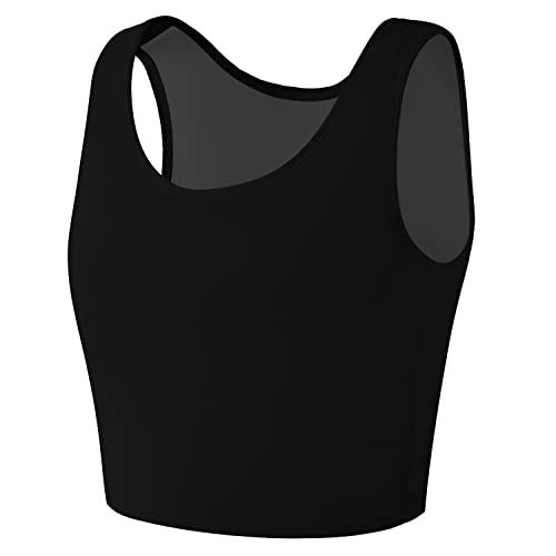 Jumwa Brust Binder Transgender FTM halb Pullover Tank Top Kompression BH für Damen, Schwarz, 3XL von Jumwa