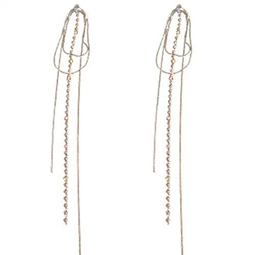 JUMWRIT 925 Sterling Silber Ohrringe für Frauen Lange Kette Quaste Strass Ohrringe Baumeln Tropfen Minimalistische Ohrringe für Frauen von Jumwrit