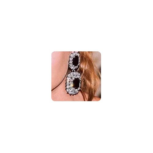 Jumwrit Geometrische Strass-Ohrringe, Statement-Ohrringe, Zubehör für Frauen, Geschenk, Abschlussball, Party (Silber) von Jumwrit