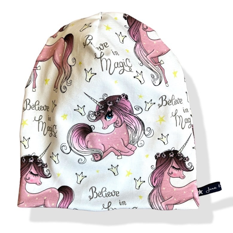 Beaniemütze "Cursesunicorns" | Wendebeanie Beanie Mütze Loops Passend Im Shop Juna Kindermode Einhorn Einhörner Traum Rosa Lila von JunaKindermodede