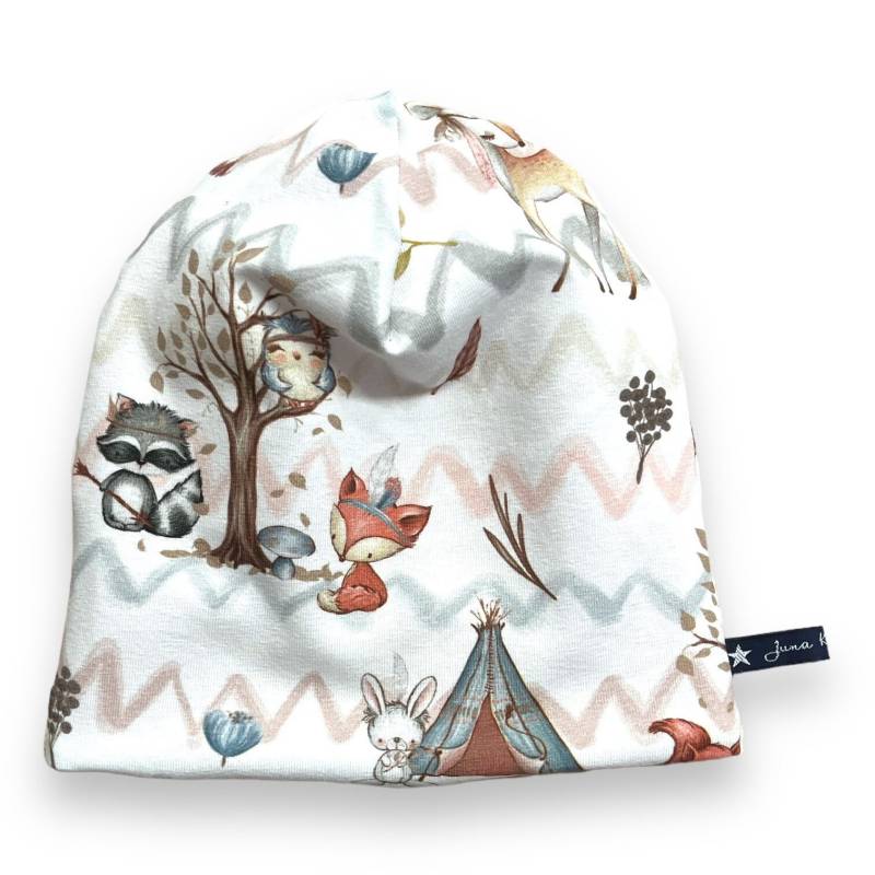 Beaniemütze "Dormancywinter" | Wendebeanie Beanie Mütze Loops Passend Im Shop Juna Kindermode Eule Fuchs Igel Reh Winter Tiere von JunaKindermodede