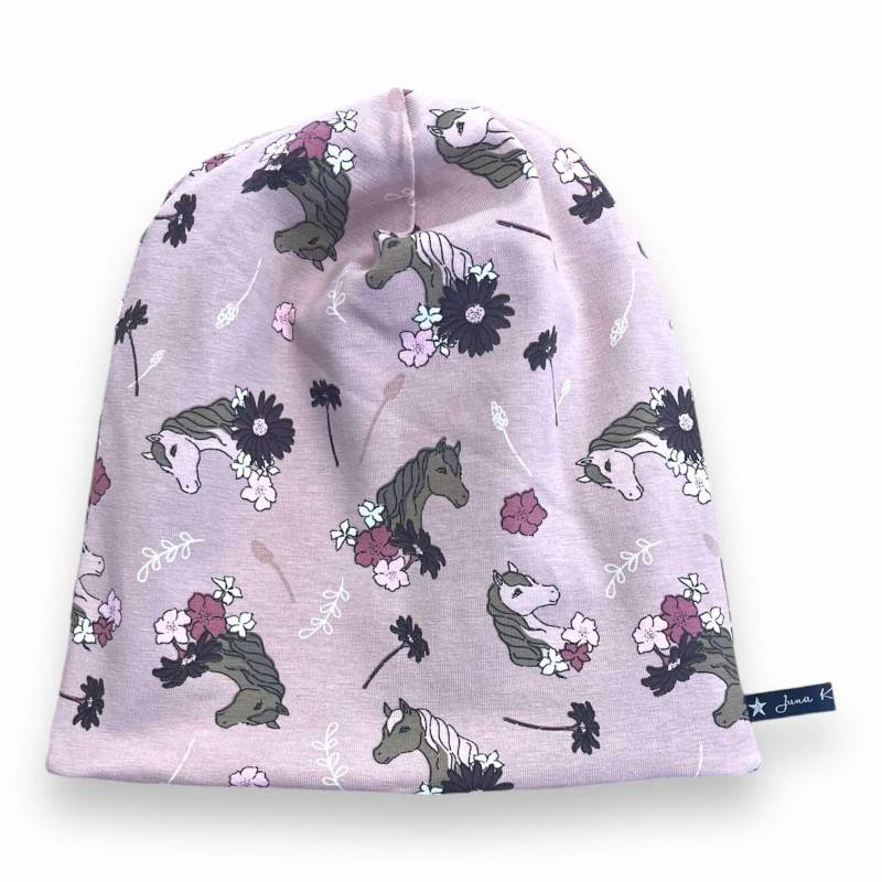 Beaniemütze "Horselove" Pferd Ponys Pferde Wendebeanie Beanie Mütze Loops Passend Im Shop Juna Kindermode Einhorn Traum Rosa Beige Blumen von JunaKindermodede