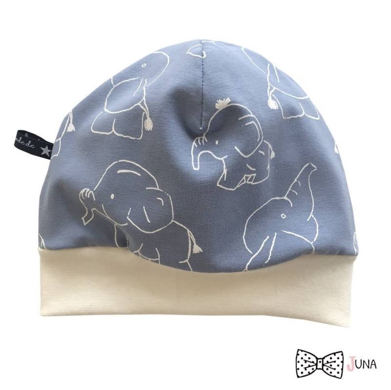 Bündchenmütze "Elefant" | Wendebeanie Beanie Mütze Loops Passend Im Shop Juna Kindermode Eule Fuchs Igel Reh Elefanten Tiere Blau von JunaKindermodede
