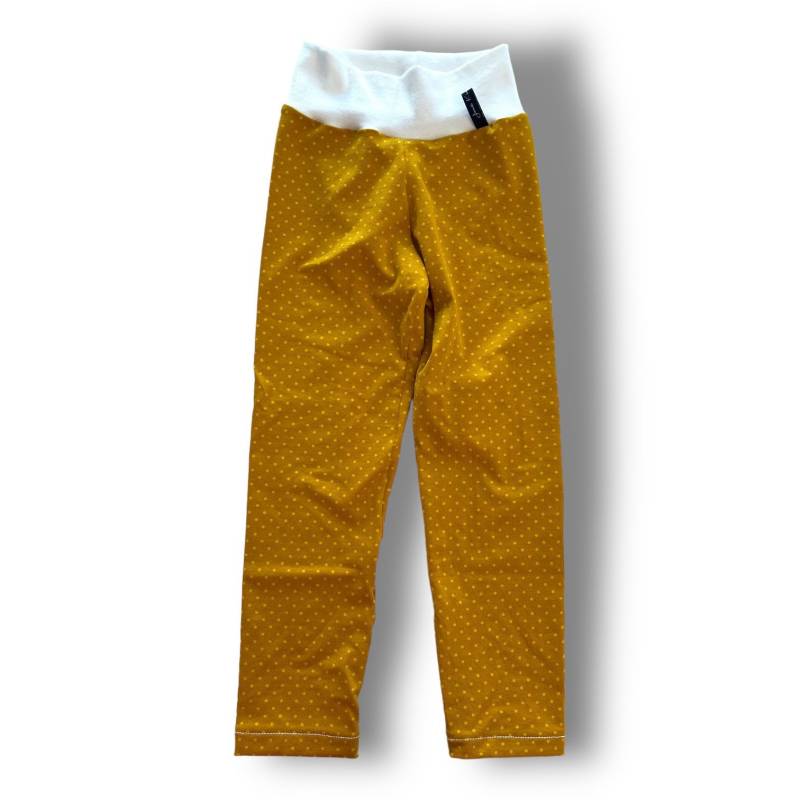 Leggings "Occer" Gepunktet Dots Gelb Senf Ocker Punkte Weiß 62 68 74 80 86 92 98 104 110 116 122 128 Juna Kindermode Haremshose Schlupfhose von JunaKindermodede