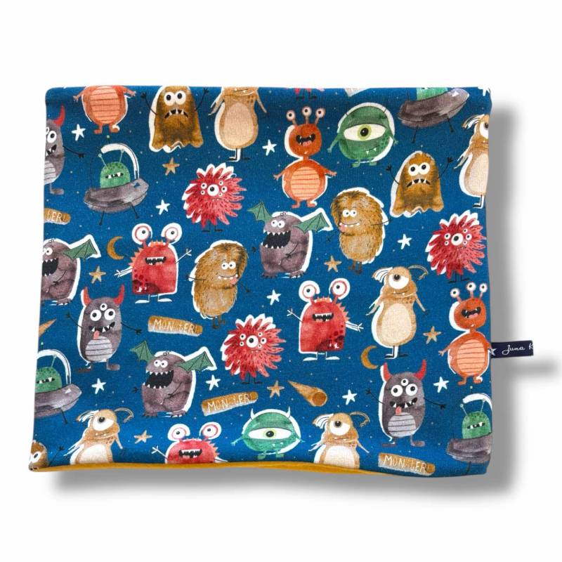 Loopschal Monster Monsters Süßigkeiten Blau Königsblau Royalblau Rot Türkis Loop Schal Tuch Beaniemütze Im Shop Juna Baby Kind Kleinkind von JunaKindermodede