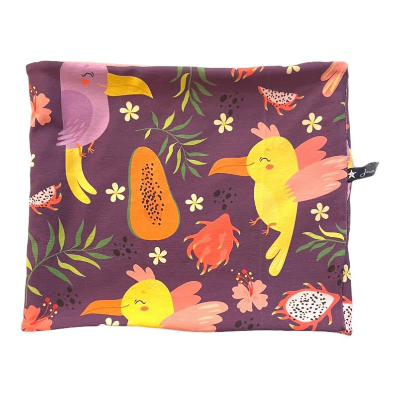 Loopschal "Papayaparadise" Paradiesvogel Papaya Papagei | Loop Schal Tuch Beaniemütze Passend Im Shop Juna Kindermode Lila von JunaKindermodede