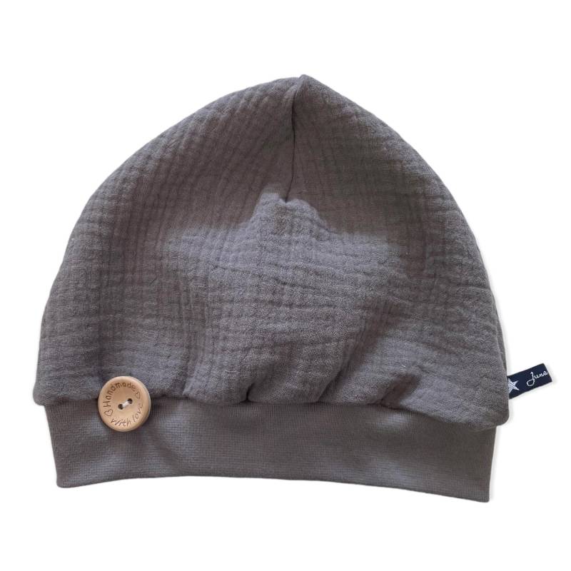 Musselinmütze Bündchenmütze Grau Anthrazit Taupe Hellgrau Wendebeanie Beanie | Mütze Loops Passend Im Shop Juna Kindermode Double Gauze von JunaKindermodede