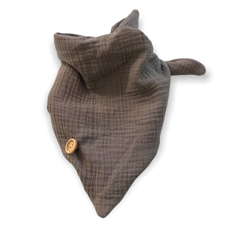 Musselintuch "Grey" Grau Sandgrau Dunkelgrau Unifarben Einfarbig Dreieckstuch Tuch Loop Halstuch Baby Kind Kleinkind Musselin Double Gauze von JunaKindermodede