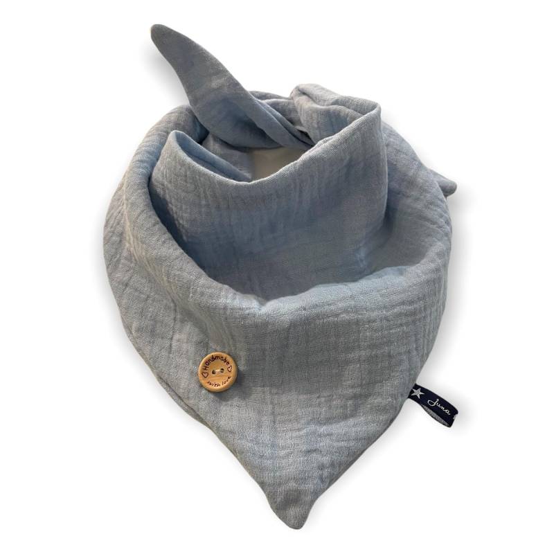 Musselintuch "Lightblue" Hellblau Himmelblau Pastellblau Unifarben Dreieckstuch Tuch Loop Halstuch Baby Kind Kleinkind Musselin Double Gauze von JunaKindermodede