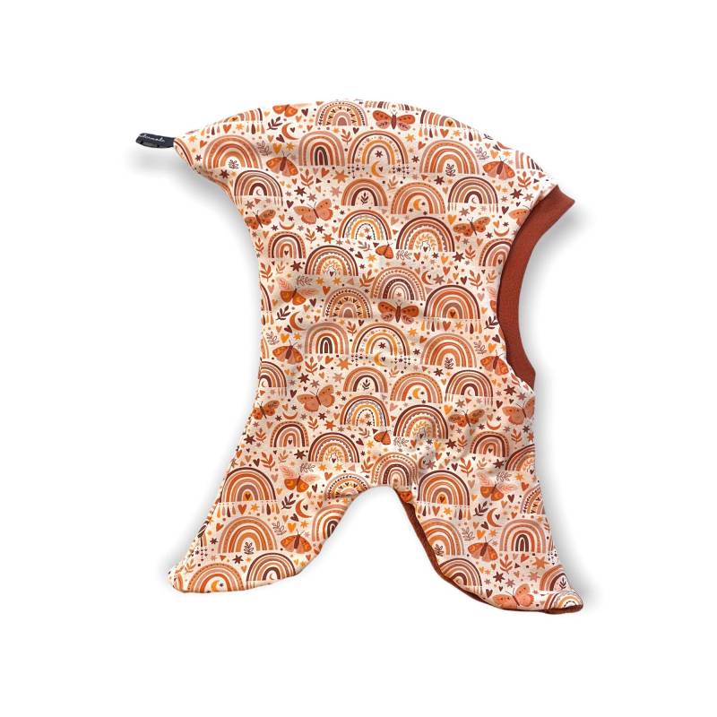 Schlupfmütze "Bewitchedfall" | Wendebeanie Beanie Mütze Loop Juna Kindermode Wintermütze Herbstlich Regenbogen Schmetterlinge Rosa von JunaKindermodede