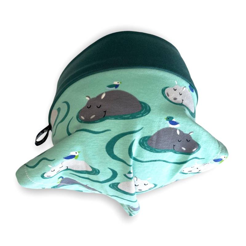 Sommertuch | Kopftuch "Hippos" Tuch Beanie Mütze Nilpferd Hippo Zoo Mint Hellgrün Tücher Juna Kindermode Reh Rosen Rosa Altrosa von JunaKindermodede