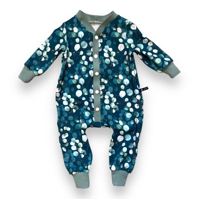strampler Babyanzug Overall "Eucalyptus" Eukalyptus Hochzeit Taufe Mint Grün Blum Schlafi Schlafanzug Juna 62 68 74 80 86 92 98 104 110 116 von JunaKindermodede