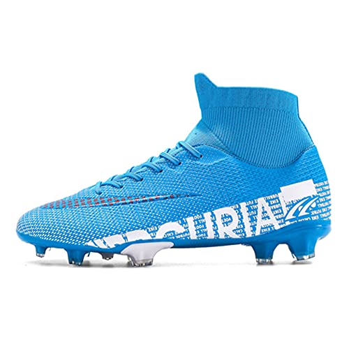 Junbu Boys’ High-Top Football Boots with Studs, Breathable Football Boots for Teenagers,Blau,35 EU von Junbu