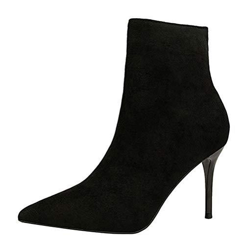 Herbst und Winter Frauen Booties Spitz Stiletto Stiefel Mode Wildleder Seitlicher Reißverschluss Weibliche High Heels Party Stiefeletten von Jundao