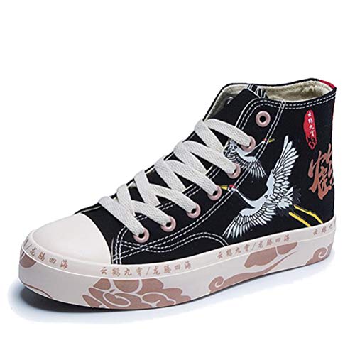 Jundao Einfache und atmungsaktive Damen Canvas Flats Schuhe Leichte rutschfeste Outdoor-Sneaker Schuhe zum Schnüren Soft Bottom Outdoor-Turnschuhe von JUNDAO