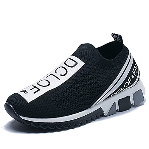 JUNDAO Lässige Atmungsaktive Damen Sportschuhe Leichte Weiche Unterseite Slip-on Stricken Flats Sneakers Dämpfung All-Match-Damen-Trainer von JUNDAO