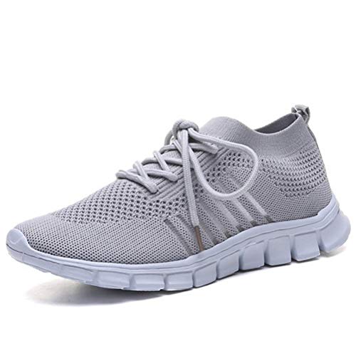 Jundao Mode Komfort-Stretch Gestrickte Mesh-Low-Top-Sneakers Schnürung Atmungsaktive Dämpfung Weiche Unterseite Sportschuhe Leichte, rutschfeste Laufschuhe von Jundao
