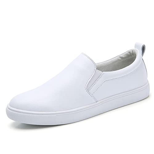 Mode Damen Low-Top Sneakers Leichte rutschfeste Flats Schuhe Slip-on Leder Loafer Round Toe Dämpfung Wanderschuhe von Jundao