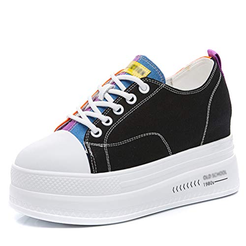 Mode gemischte Farbe Frauen Low-Top-Trainer rutschfeste Dämpfung Schnür-Segeltuch-Turnschuhe Lässige Atmungsaktive Outdoor-Sportschuhe von Jundao