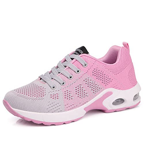 Stricken Atmungsaktive Frauen Outdoor Sportschuhe Casual Comfort Luftkissen Trainer Schnürschuhe Soft Bottom Leichte Laufschuhe von Jundao