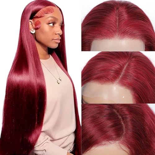Echthaar Perücke HD Lace Front Wig Human Hair Burgundy Straight Perücken Echthaar Damen 100% Brasilianer Human Hair Wigs For Black Women 18 Zoll Echthaar Perücke HD Lace Front Wig Human Hair Burgundy Straight Perücken Echthaar Damen 100% Brasilianer Human Hair Wigs For Black Women 18 Zoll von JuneMet