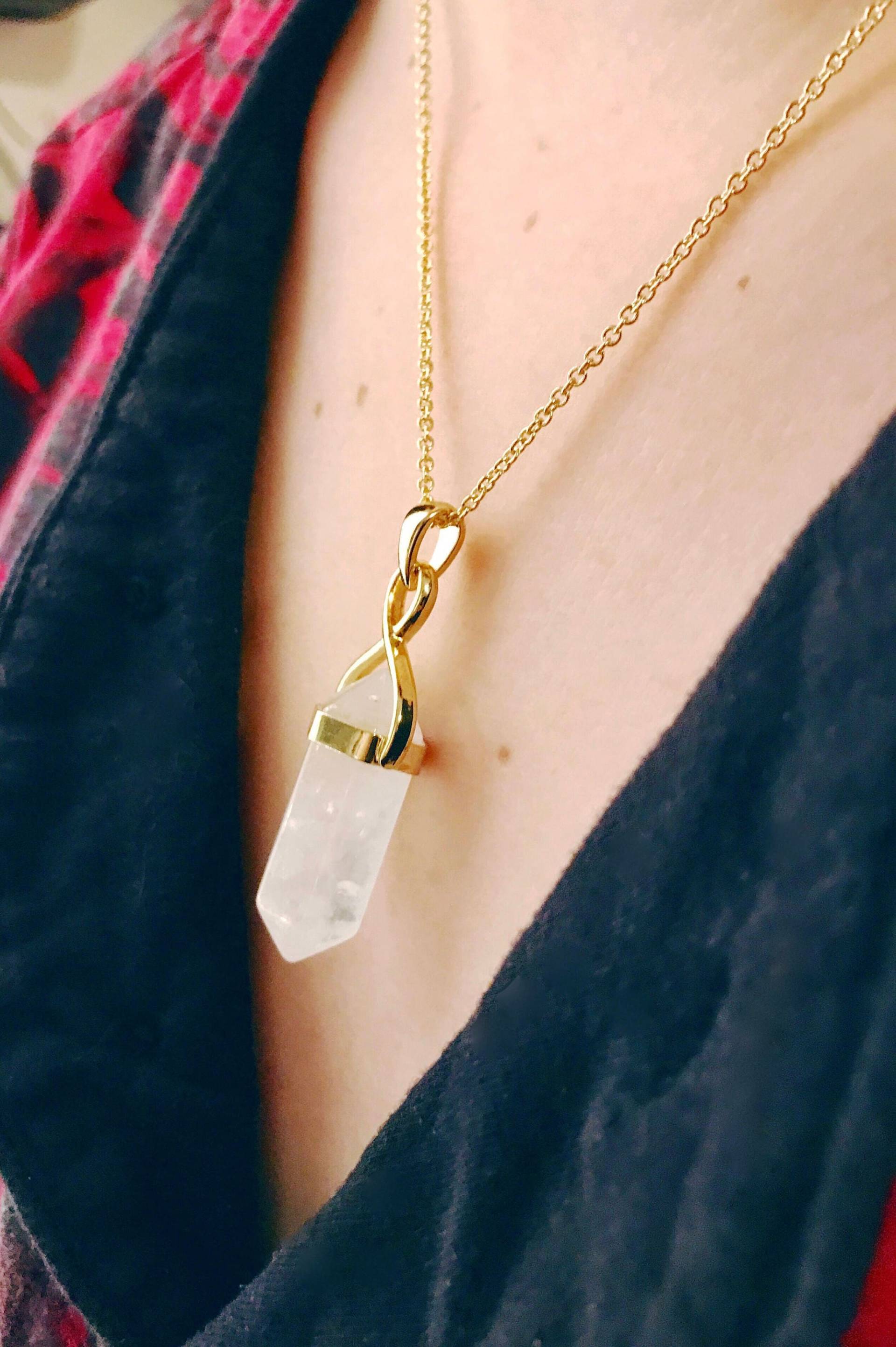 Klare Crystal Point Halskette 18K Vergoldeter Kettenanhänger von JuneSixth