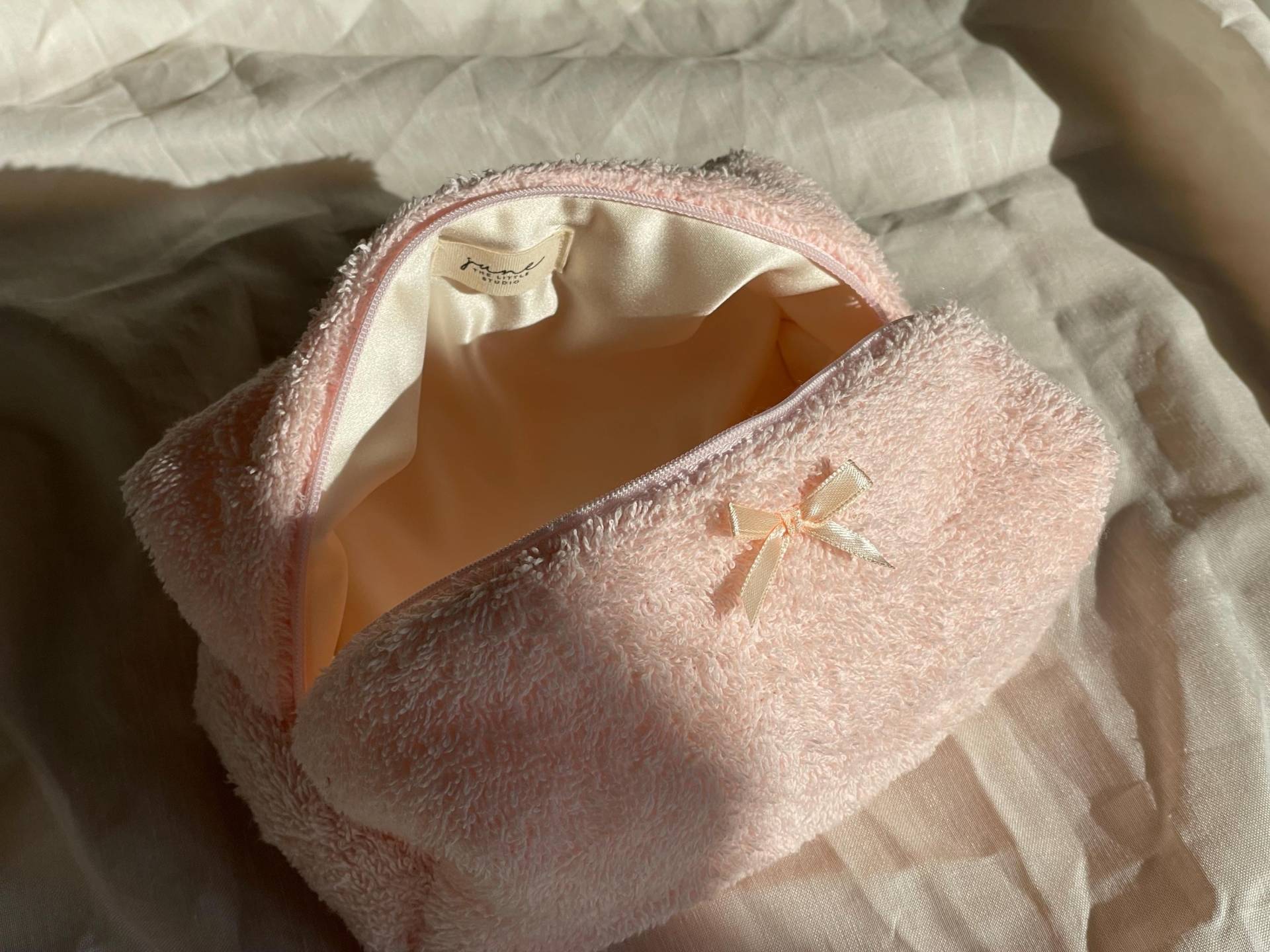 Rosa Make Up Bag Aus Frottee | Kosmetiktasche Beauty Case| Tasche Kulturtasche Schminktasche Kulturbeutel |Terry von JuneTheLittleStudio