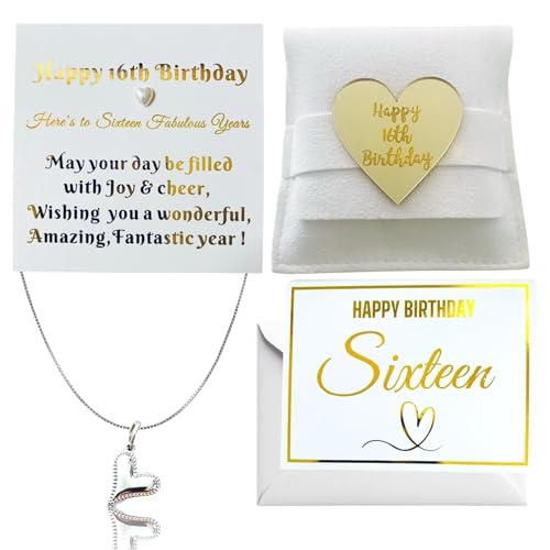 Junells Mädchen-Geschenk zum 16. Geburtstag, Geschenkidee zum 16. Geburtstag, Herz-Halskette, Anhänger, Freundin, Schwester, Teenager, süße sechzehn, Tochter, Enkelin, Nichte Junells Mädchen-Geschenk zum 16. Geburtstag, Geschenkidee zum 16. Geburtstag, Herz-Halskette, Anhänger, Freundin, Schwester, Teenager, süße sechzehn, Tochter, Enkelin, Nichte von Junells