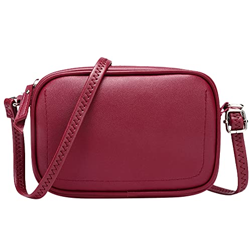 Crossbody Bag for Frauen,PU Leder Messenger Bags Solid Color Zipper Frauen Umhängetasche mit verstellbarem Riemen for Mädchen Einkaufen von Junerain